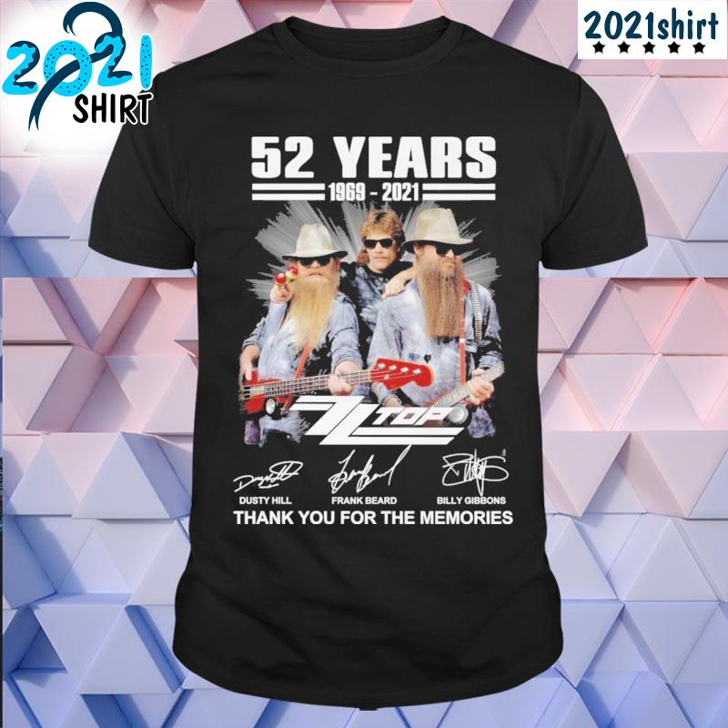 52 years 1969 2021 ZZ Top thank you for the memories signatures shirt