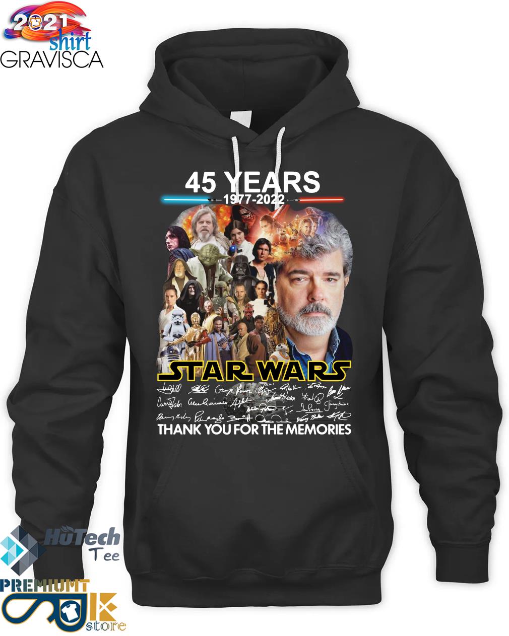 45 Years 1977 2022 Star Wars signatures thank you for the memories s Hoodie