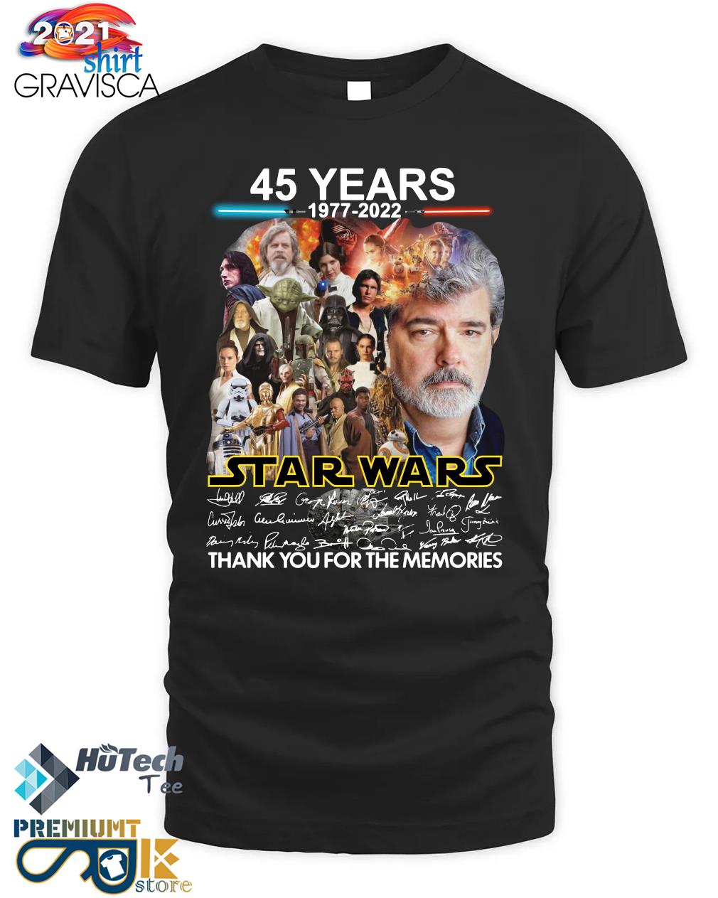45 Years 1977 2022 Star Wars signatures thank you for the memories shirt